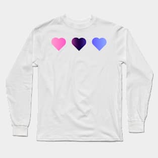 Bi+ Hearts Omnisexual Flag (Horizontal Gradient Trio) Long Sleeve T-Shirt